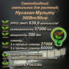 300Вт "Нусакан-Мульти" Мультиспектральный фитосветильник для растений полного спектра